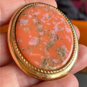 Vintage Sarah Coventry Gold and Coral Pendant Brooch